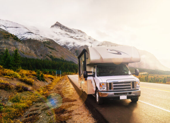 Functions That You Might Discover In a Motor Home RVing In The Mountains In Class C Motorhome Landscape At Sunset