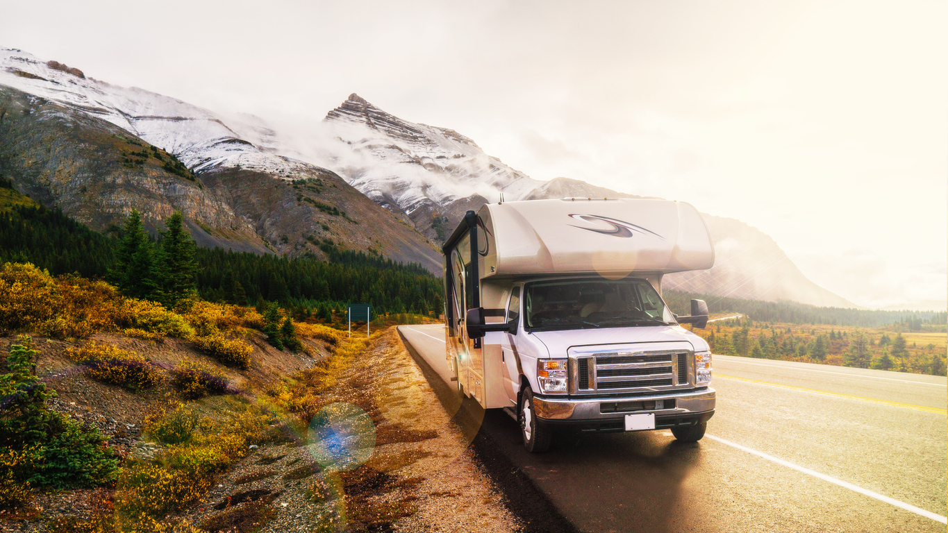 Functions That You Might Discover In a Motor Home RVing In The Mountains In Class C Motorhome Landscape At Sunset