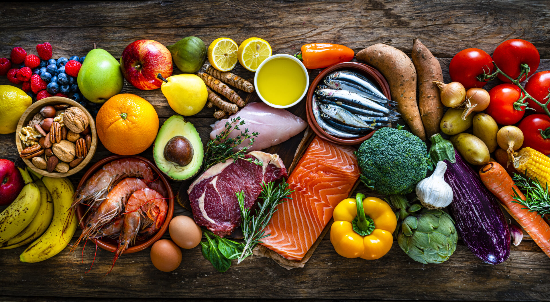 The Secrets of a Healthy Diet Paleo diet healthy food background